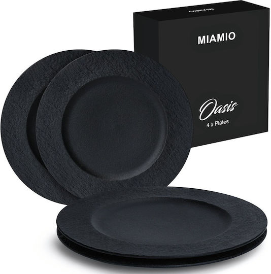 Miamio Oasis Collection Black Ceramic Dinnerware Set 4pcs