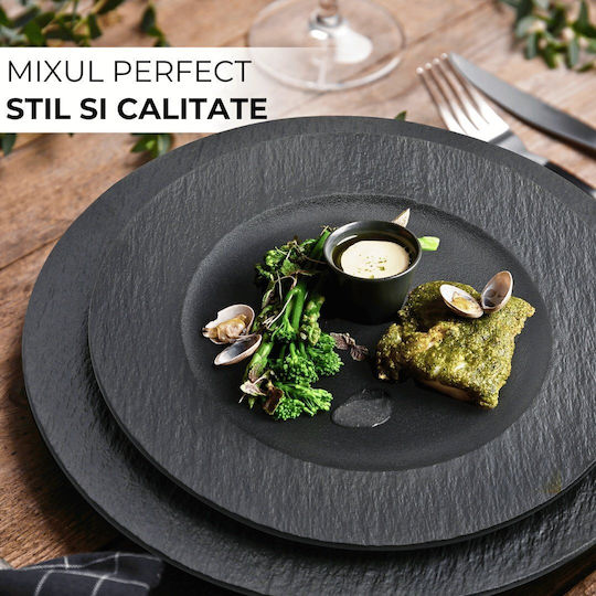 Miamio Oasis Collection Black Ceramic Dinnerware Set 4pcs