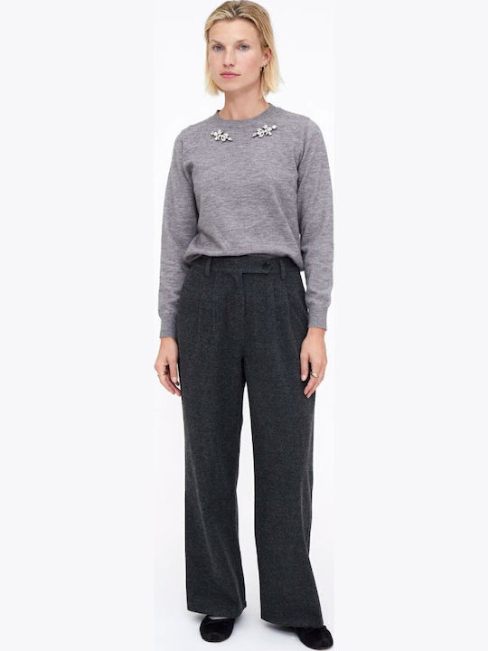 Women's Fabric Trousers Straight Line Gray
