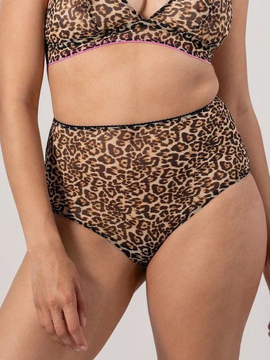 Мрежесто Slip Висока талия Дамско Слип Leopard with Gold Coins
