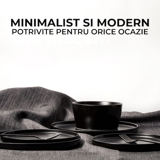 Miamio Bol de Servire Rotund Ceramică Negru cu Diametru 15buc 4buc
