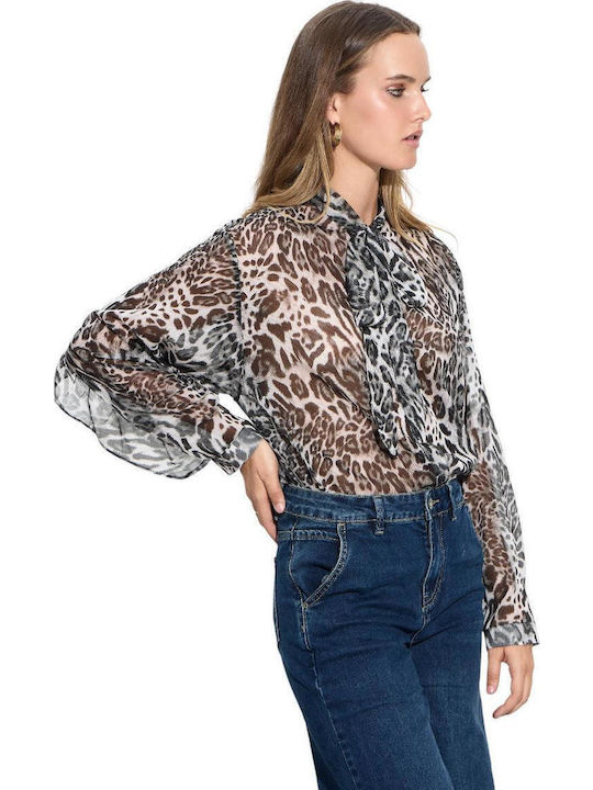 Μακρυμάνικο Γυναικείο Πουκάμισο Animal Print
