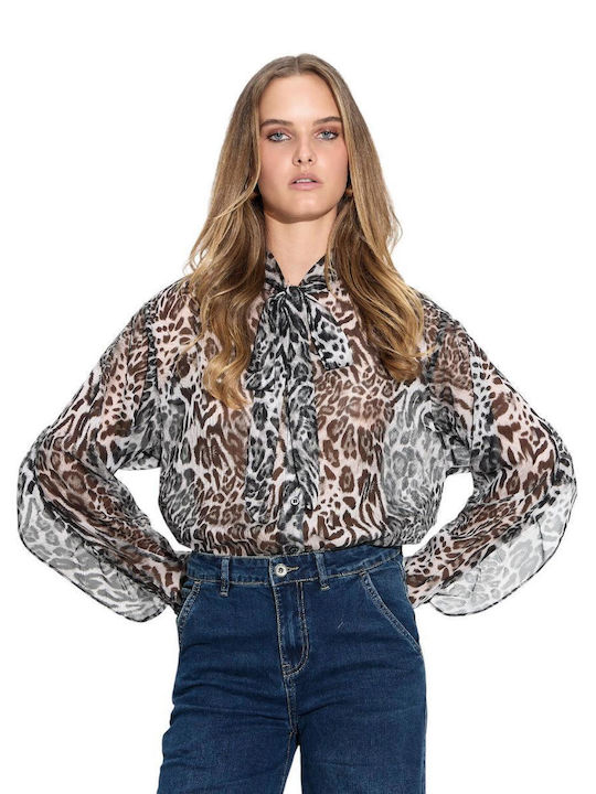 Μακρυμάνικο Γυναικείο Πουκάμισο Animal Print