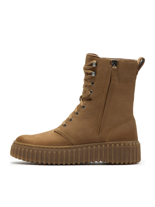 Torhill Leather Women's Ankle Boots Platform Brown
