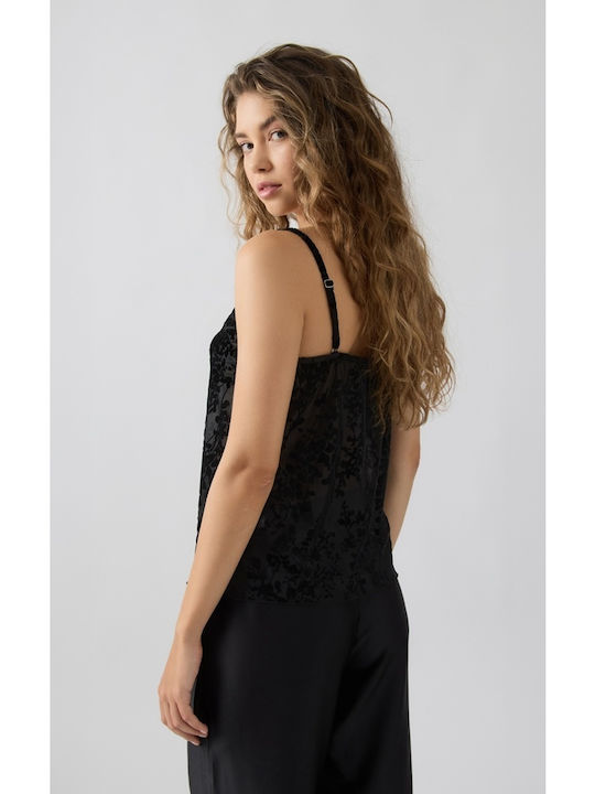 Γυναικείο Crop Top με Τιράντες Μαύρο
