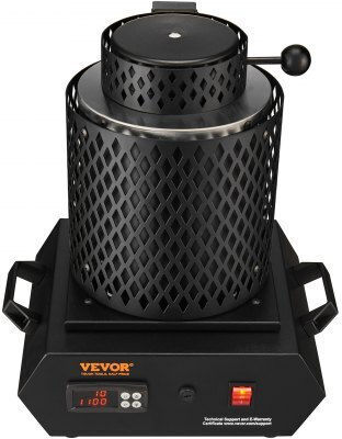 Vevor Gold Melting Furnace 1350w Maximum Temperature 1150°c Digital Electric Melting Furnace Ceramic Crucibles 1 Kg 3 Kg Crucible Tongs Gloves Gold Silver Aluminum Copper