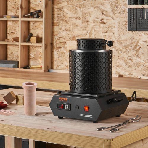 Vevor Gold Melting Furnace 1350w Maximum Temperature 1150°c Digital Electric Melting Furnace Ceramic Crucibles 1 Kg 3 Kg Crucible Tongs Gloves Gold Silver Aluminum Copper