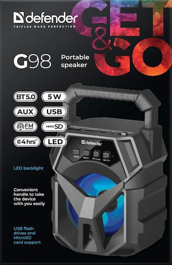 Defender G98 Ηχείο Bluetooth 5W με Ραδιόφωνο και Διάρκεια Μπαταρίας έως 4 ώρες Μαύρο