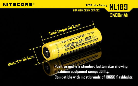 NiteCore NL1834 Презареждаща батерия 18650 Li-ion 3400mAh 3.7V 1бр