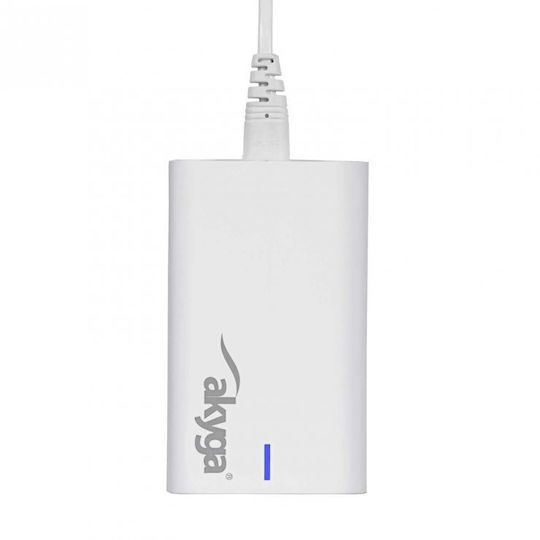 Akyga Suport de Încărcare GaN cu Port USB-A și 3 Porturi USB-C 140W Livrarea energiei în culoarea Alb (AK-CH-25)