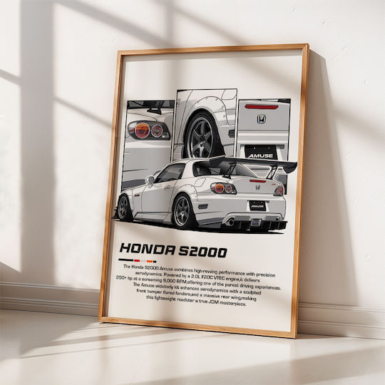 Poster Honda S2000 Cr035 30cm X 40cm Λευκό Ξύλινο Κάδρο