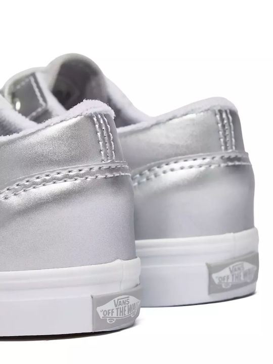 Old Skool V Kids Sneakers With Hoop & Loop Closure Silver