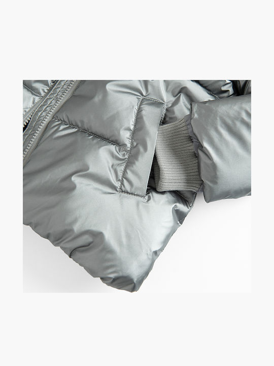 Kids' Quilted Jacket with Hood Gray
