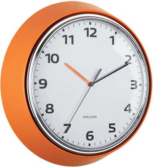 Karlsson Leise Wanduhr Metallisch Orange Ø34cm