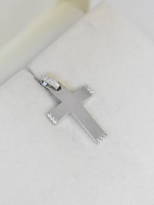 Damen Weißgold Kreuz 14K mit Kette