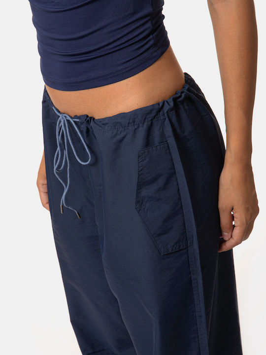 Women's High Rise Trousers Blue Blue Drawstring