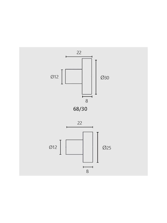 Zogometal No68 Πόμολο Επίπλου από Μέταλλο Μαύρο Φ30mm 67435