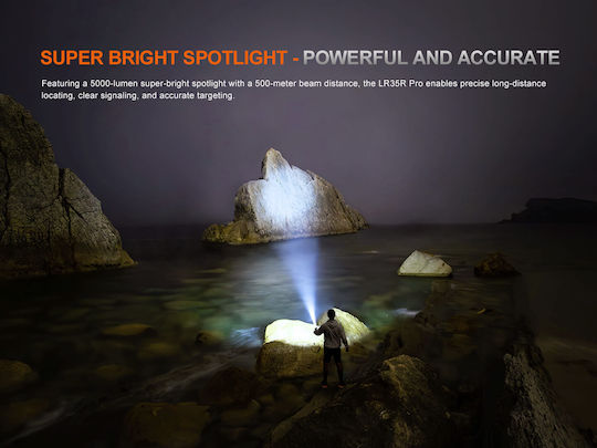 Fenix Pro Rechargeable Flashlight LED IP68 with Maximum Brightness 10000lm LR35R PRO Black