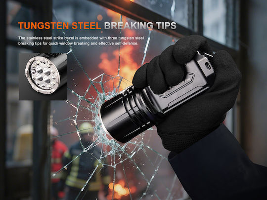 Fenix Pro Rechargeable Flashlight LED IP68 with Maximum Brightness 10000lm LR35R PRO Black