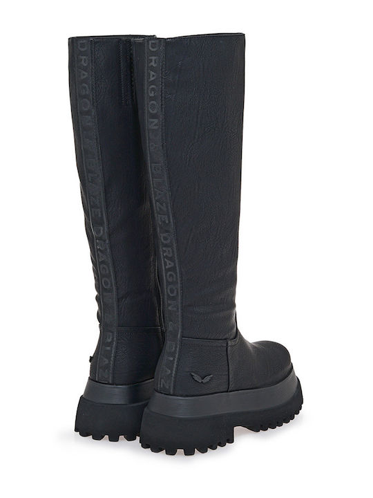 Medium Heel Women's Boots with Zipper Black