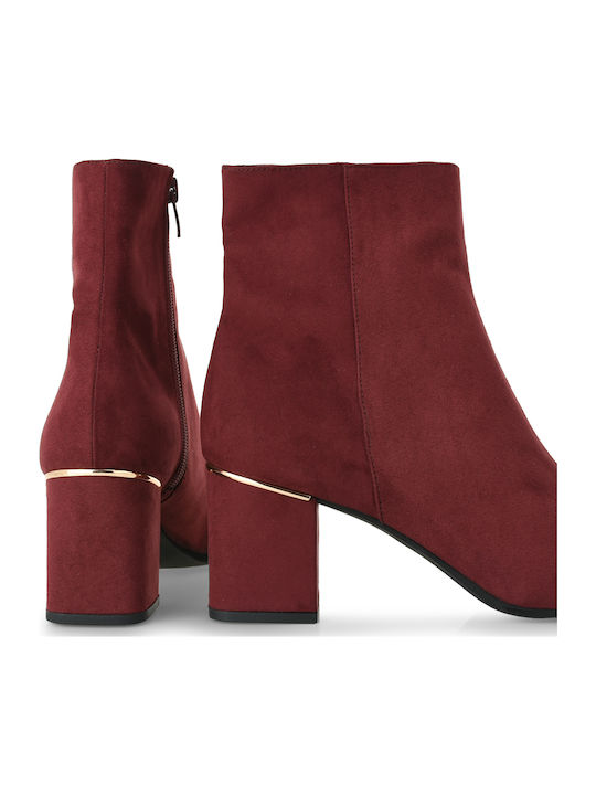 Wildleder Stiefeletten Damen Burgundisch