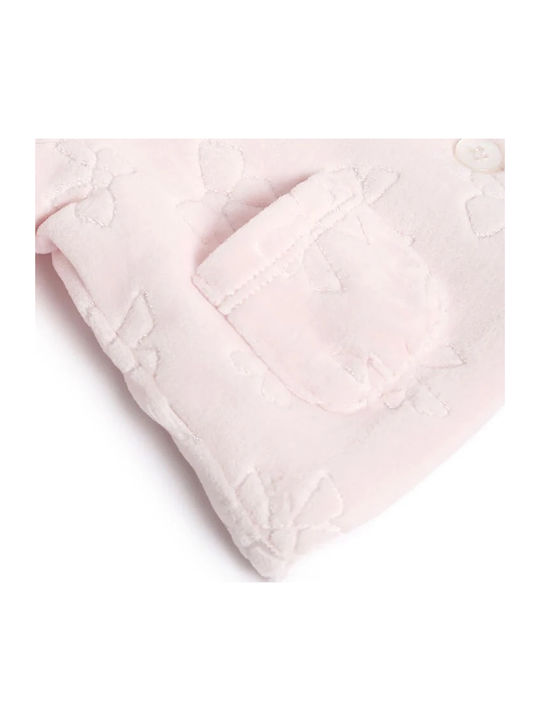 Kids Cardigan Cotton with Hood Pink