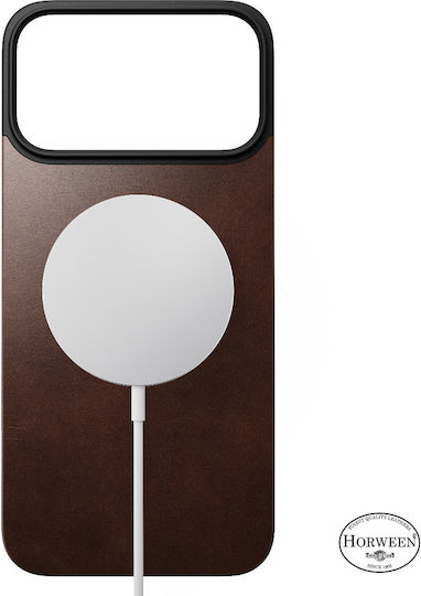 Nomad Magnetic Leather Back Cover iPhone 17 Pro Max Compatible with Magsafe Horween Leather Rustic Brown