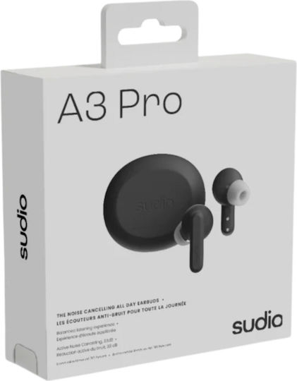 Sudio A3 Pro In-ear Bluetooth Handsfree Earphones with Sweat Resistance and Charging Case Black