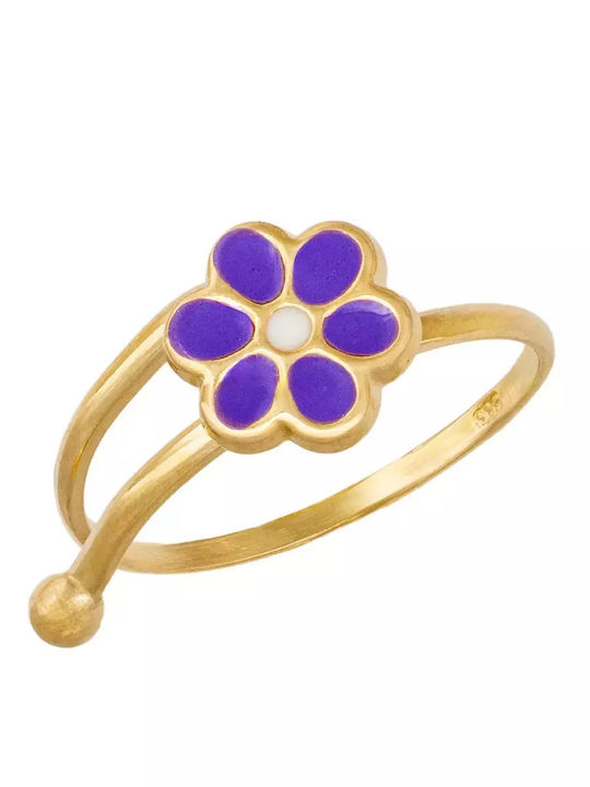 Gold Opening Kids Ring with Design Flowers 14K 052906 Gold Opening Kids Ring with Design Flowers 14K 052906