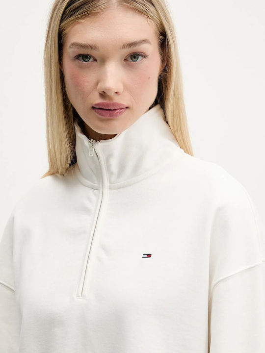 Flag Cropped Women's Sweatshirt Jacket Ecru