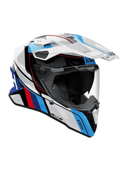 Airoh Commander 2 White / Red Gloss Motorcycle Helmet On-Off ECE 22.06 1450gr with Pinlock and Sunvisor