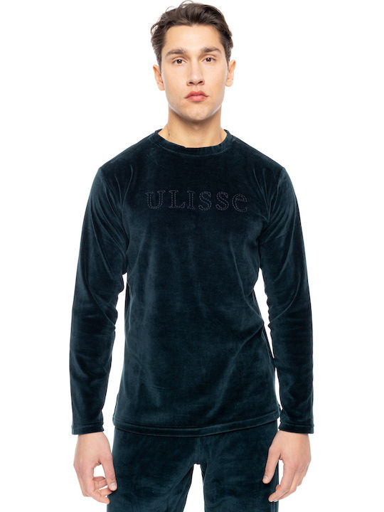 Ulisse Winter Herrenpyjama Baumwollene Yacht Blau