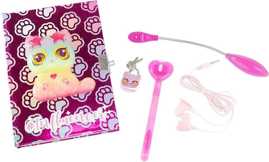 Influencer Secret Diary Pink Secret Notebook Squishy Cat & Accessories Full of Style & Imagination