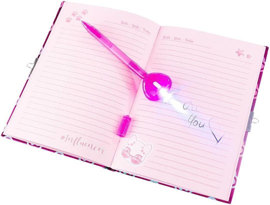 Influencer Secret Diary Pink Secret Notebook Squishy Cat & Accessories Full of Style & Imagination