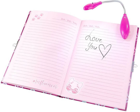 Influencer Secret Diary Pink Secret Notebook Squishy Cat & Accessories Full of Style & Imagination