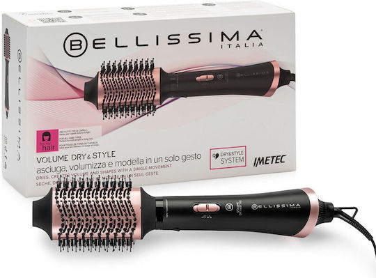 Bellissima Dry And Style Κεραμική Ηλεκτρική Βούρτσα με Αέρα για Ίσιωμα και Μπούκλες Μαλλιών και Γενειάδας 1000W