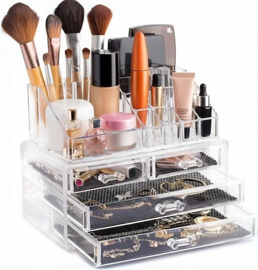 Aj Makeup & Cosmetics Organizer 4 Drawers Συρταριέρα Καλλυντικών & Αξεσουάρ Transparent
