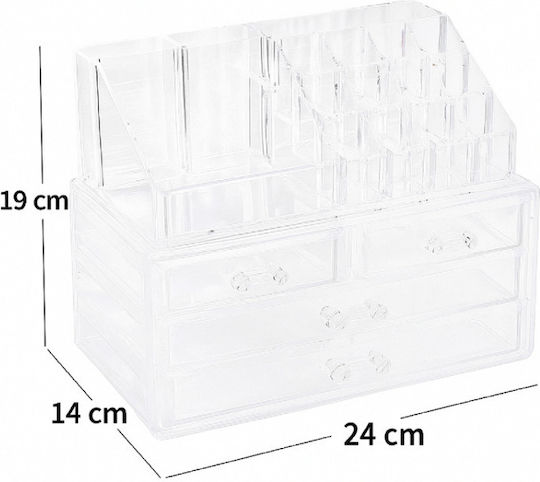 Aj Makeup & Cosmetics Organizer 4 Drawers Συρταριέρα Καλλυντικών & Αξεσουάρ Transparent