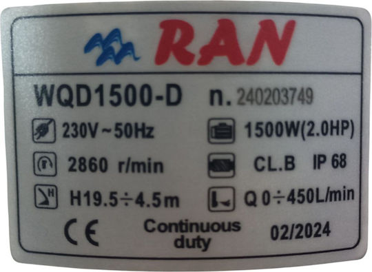 RAN Pompă Ape reziduale / canalizare 2hp 042R020