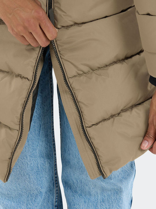 Lang Damen Puffer Jacke Wasserdicht für Winter Fallen Rock