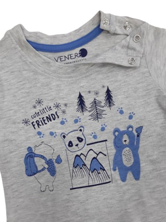 Kids' Shirt Long Sleeve Gray Cute Little Friends
