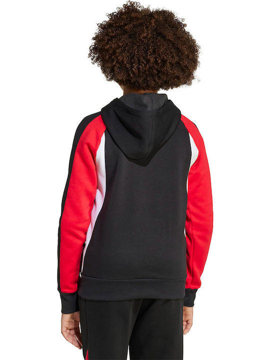Fleece Παιδικό Φούτερ με Κουκούλα και Τσέπες Μαύρο Essentials