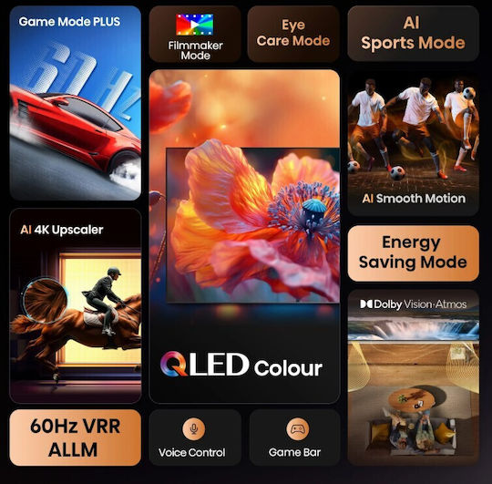 Hisense Smart Τηλεόραση 50" 4K UHD QLED E7Q HDR (2025) 50E7Q