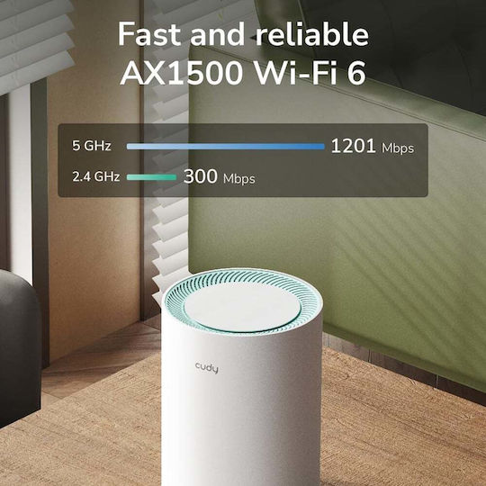 Cudy M1500 WiFi Mesh Network Access Point Wi‑Fi 6 Dual Band (2.4 & 5GHz) Λευκό