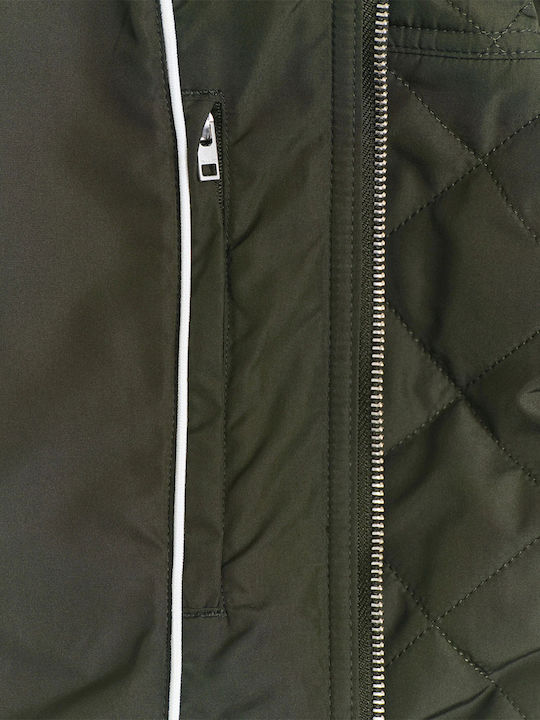 Sleeveless Jacket Puffer Waterproof and Windproof Khaki