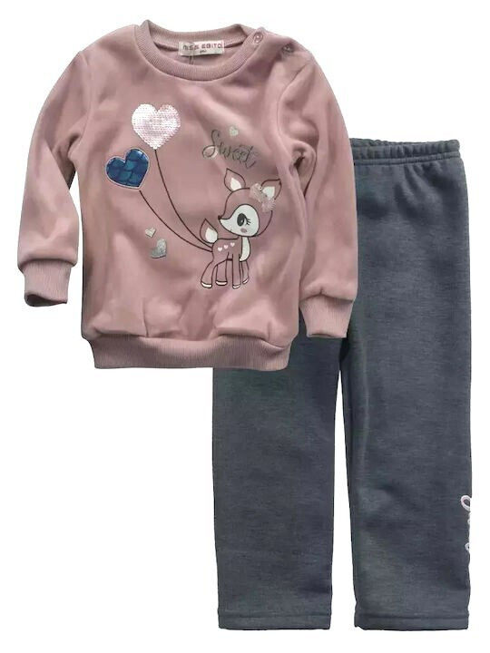 Kids Sweatpants Set Pink 2pcs