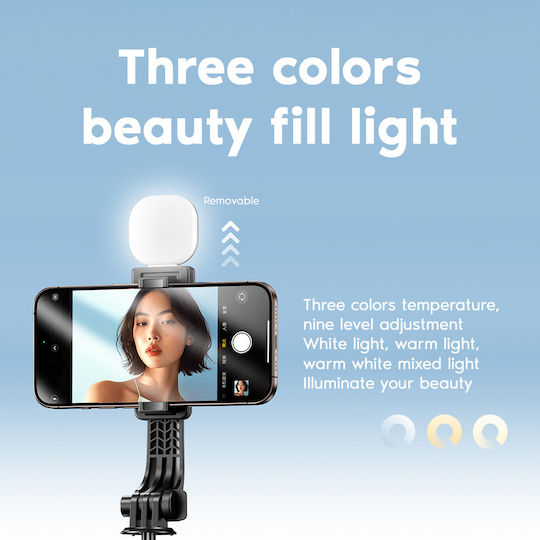 Remax P60 Selfie Stick Ενσωματωμένο Φως Bluetooth Remote Controller Μαύρο