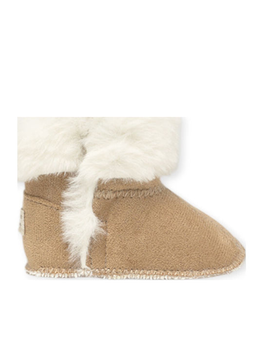 Kids Boots Suede Barefoot with Hoop & Loop Closure Beige