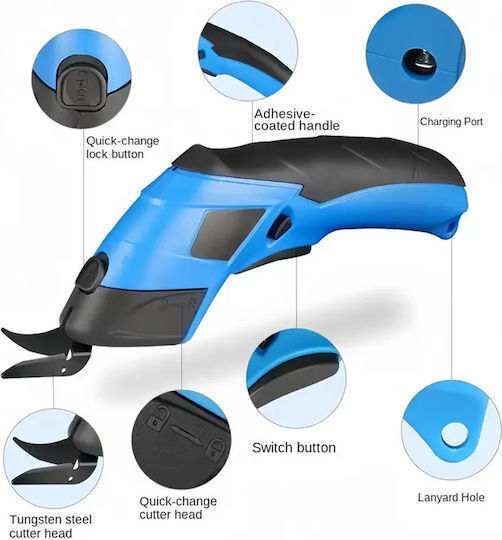 Electric Rechargeable Portable Fabric Cutting Scissors 400rpm 2000mAh One Head Hl18668-236