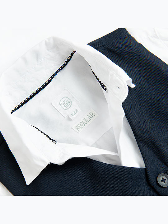 3-Piece Clothing Set White Long-Sleeved Shirt Dark Blue Bow Tie Vest Mix Ccb3110253-00